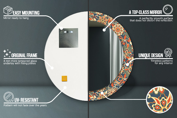 Specchio tondo decoro Illustrazione dell'anno di fiori