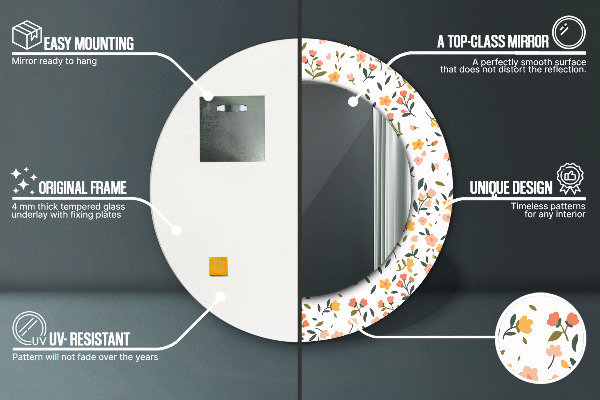 Specchio tondo decoro Piccoli fiori dolci