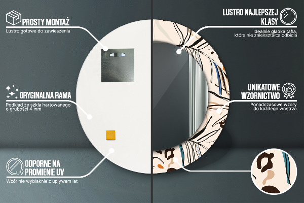 Specchio tondo decoro Fiori con un motivo nella giungla