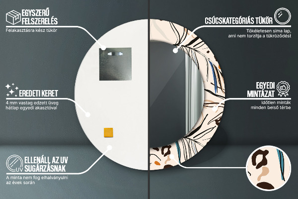 Specchio tondo decoro Fiori con un motivo nella giungla