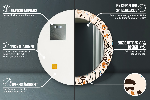 Specchio tondo decoro Fiori con un motivo nella giungla