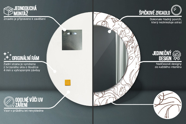Specchio tondo decoro Linee d'arte