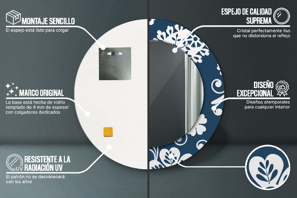 Specchio tondo decoro Composizione di Paisley