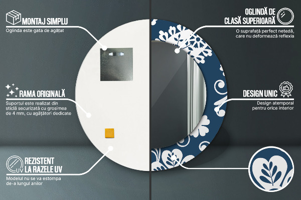 Specchio tondo decoro Composizione di Paisley