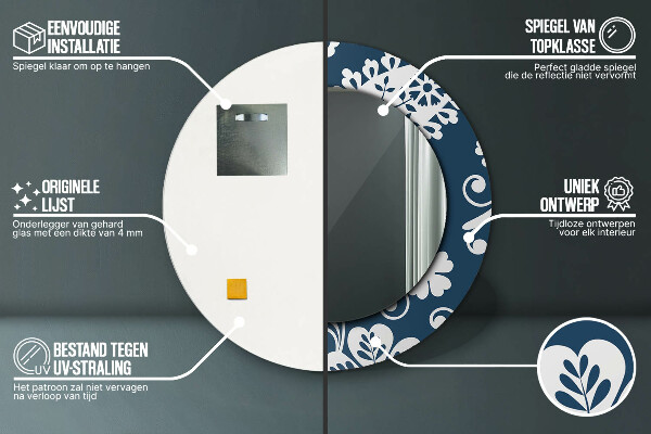 Specchio tondo decoro Composizione di Paisley