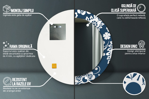 Specchio tondo decoro Composizione di Paisley