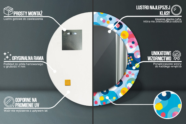 Specchio tondo stampato Spine colorate