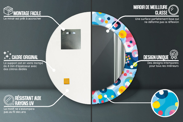 Specchio tondo stampato Spine colorate