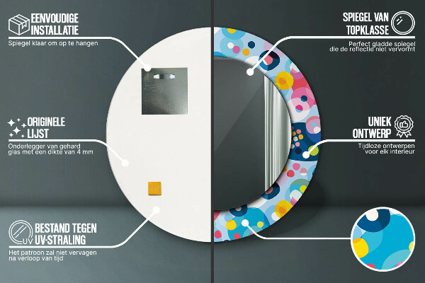 Specchio tondo stampato Spine colorate