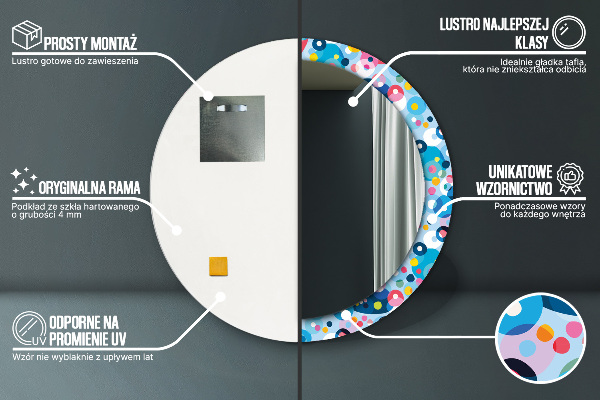 Specchio tondo stampato Spine colorate