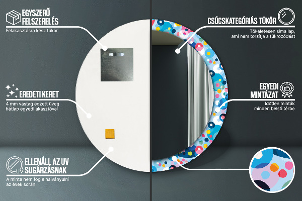 Specchio tondo stampato Spine colorate