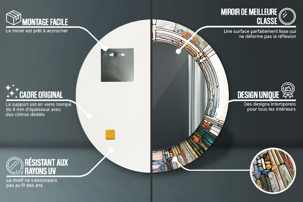 Specchio tondo stampato Finestra di vetro colorato astratto