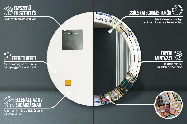 Specchio tondo stampato Finestra di vetro colorato astratto