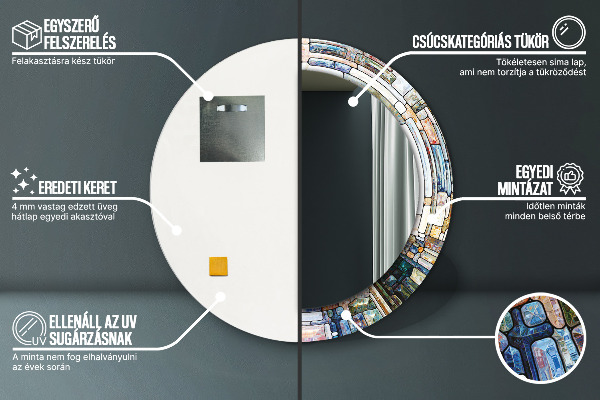 Specchio tondo stampato Finestra di vetro colorato astratto