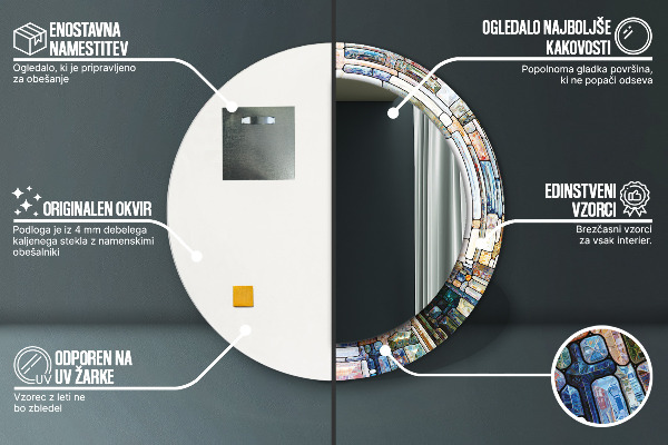 Specchio tondo stampato Finestra di vetro colorato astratto