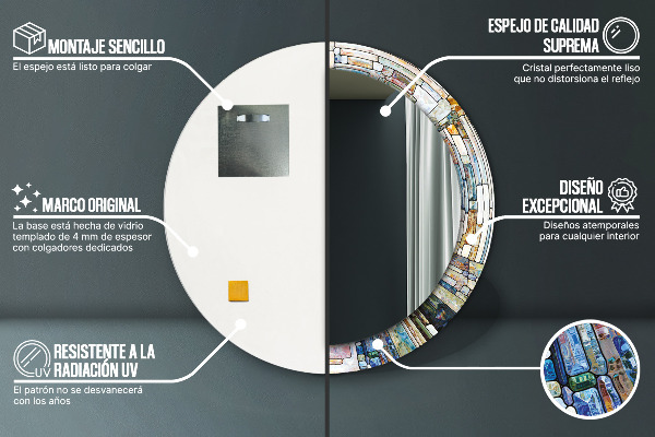 Specchio tondo stampato Finestra di vetro colorato astratto