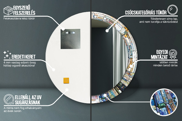 Specchio tondo stampato Finestra di vetro colorato astratto