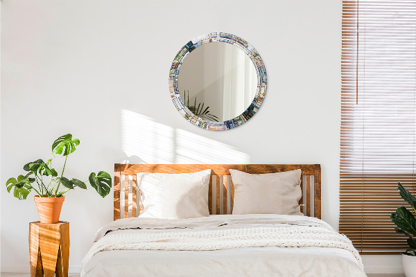 Specchio tondo stampato Finestra di vetro colorato astratto