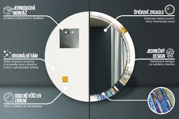 Specchio tondo stampato Finestra di vetro colorato astratto
