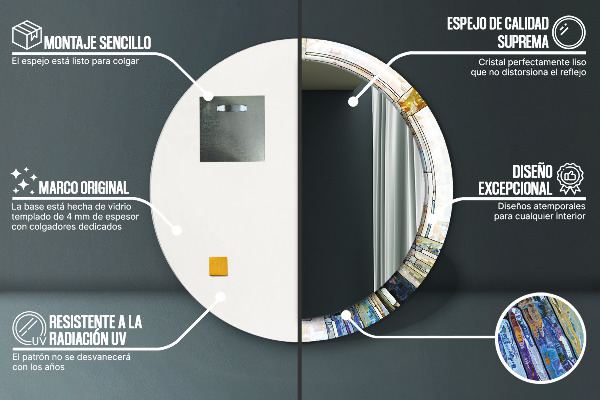 Specchio tondo stampato Finestra di vetro colorato astratto