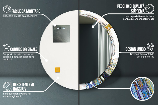 Specchio tondo stampato Finestra di vetro colorato astratto