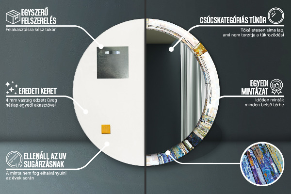 Specchio tondo stampato Finestra di vetro colorato astratto