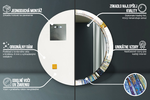 Specchio tondo stampato Finestra di vetro colorato astratto