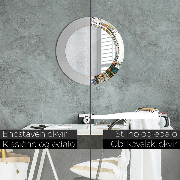 Specchio tondo stampato Finestra di vetro colorato astratto