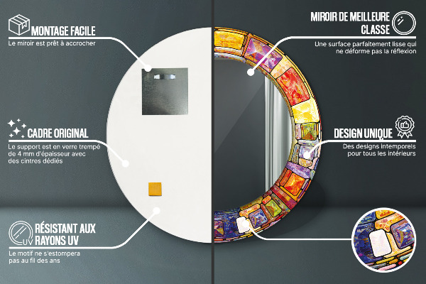 Specchio tondo stampato Finestra di vetro colorato