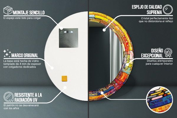 Specchio tondo stampato Finestra di vetro colorato