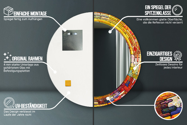 Specchio tondo stampato Finestra di vetro colorato