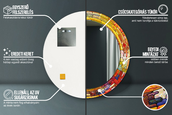 Specchio tondo stampato Finestra di vetro colorato