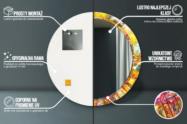 Specchio tondo stampato Finestra di vetro colorato