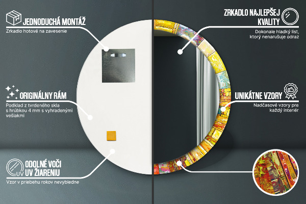 Specchio tondo stampato Finestra di vetro colorato