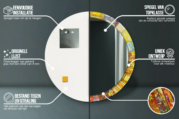 Specchio tondo stampato Finestra di vetro colorato