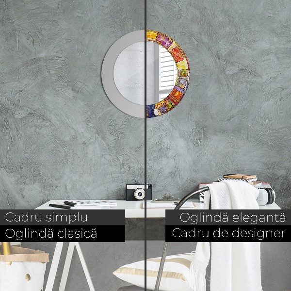 Specchio tondo stampato Finestra di vetro colorato