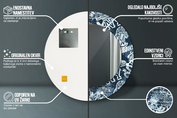 Specchio tondo stampato Collage