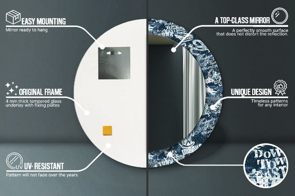 Specchio tondo stampato Collage