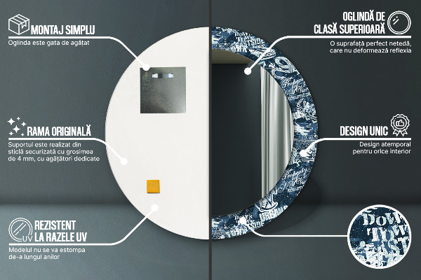 Specchio tondo stampato Collage