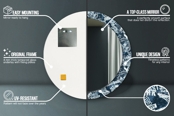 Specchio tondo stampato Collage