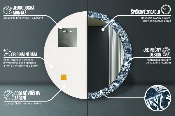 Specchio tondo stampato Collage