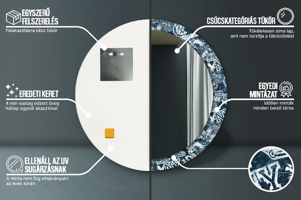 Specchio tondo stampato Collage