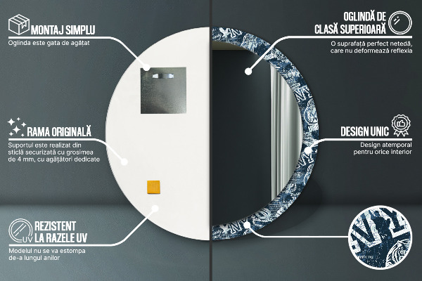 Specchio tondo stampato Collage