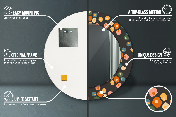 Specchio tondo decoro Punti di fiori