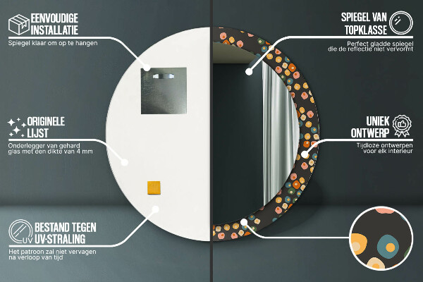 Specchio tondo decoro Punti di fiori