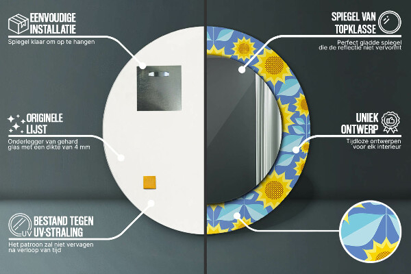 Specchio tondo decoro Girasoli geometrici