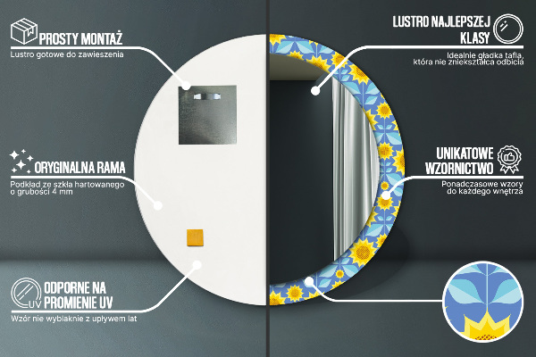 Specchio tondo decoro Girasoli geometrici