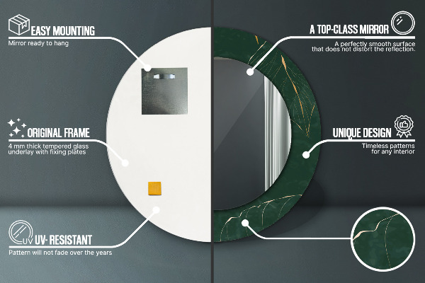 Specchio tondo decoro Delicate foglie dorate