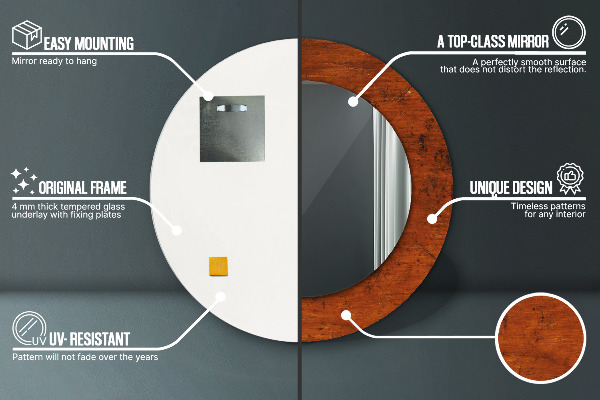 Specchio tondo decoro Legno naturale