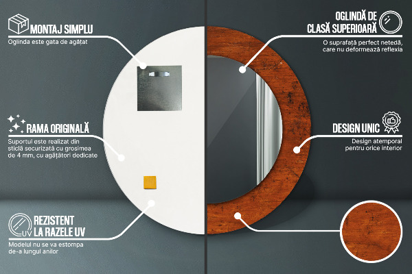 Specchio tondo decoro Legno naturale